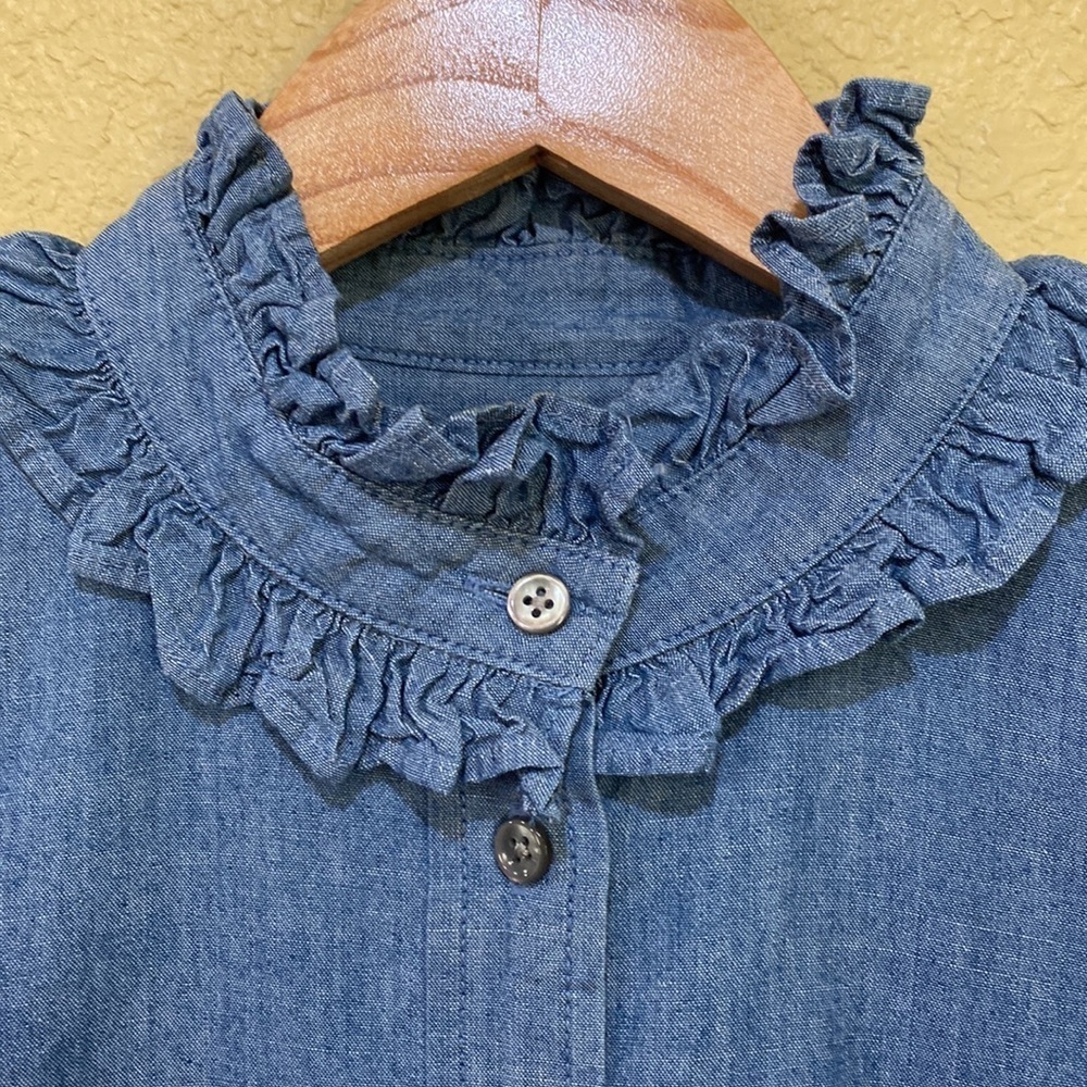 J. Crew Re-Imagined  Chambray Long Sleeve Button Down Top - Picture 3 of 11